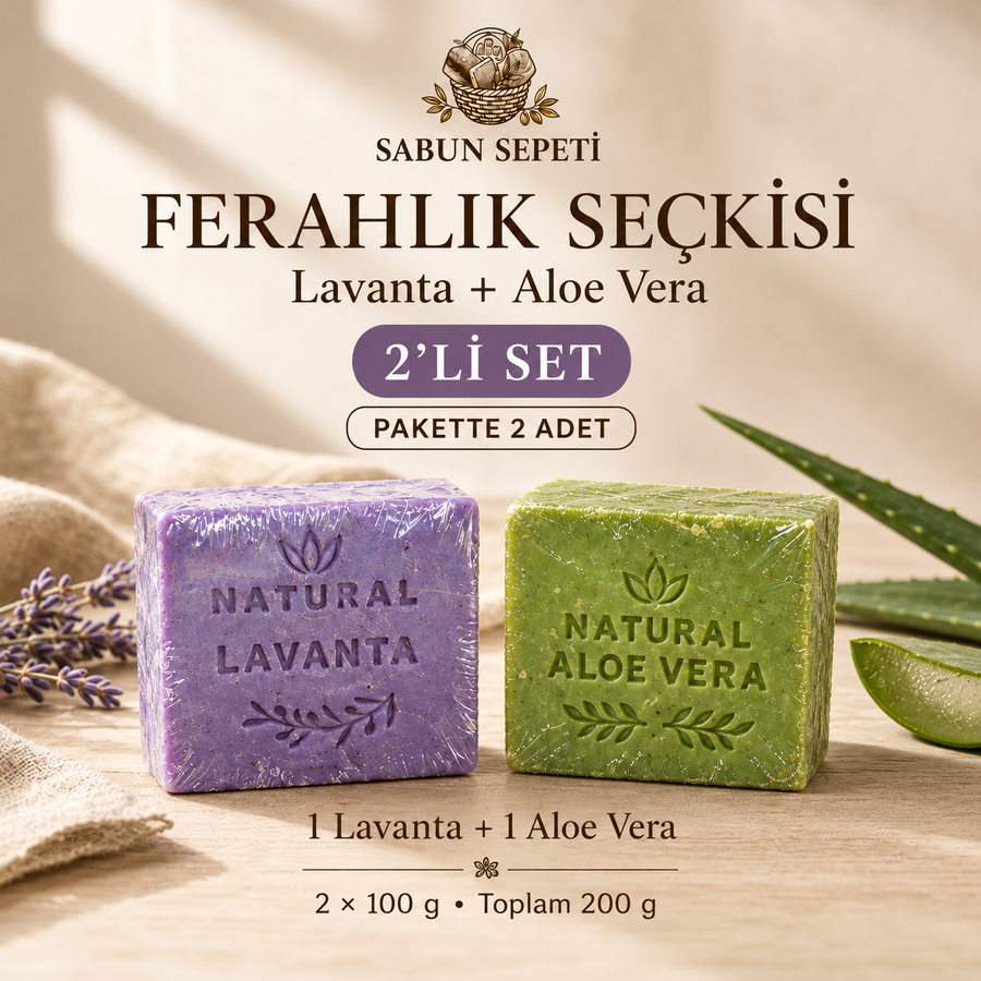 Lavanta ve Aloe Vera 2’li Katı Sabun Seti 2 × 100 g