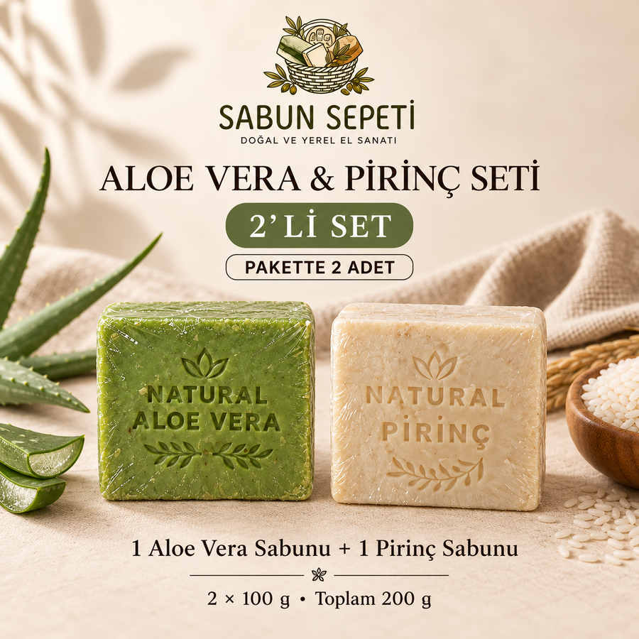 Aloe Vera ve Pirinçli 2’li Katı Sabun Seti 2 x 100 g