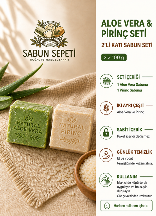 Aloe Vera ve Pirinçli 2’li Katı Sabun Seti 2 x 100 g