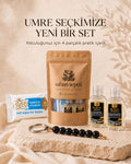 Umre hediye seti 4 parça: kokusuz ihram sabunu, şampuan, ıslak mendil, tesbih