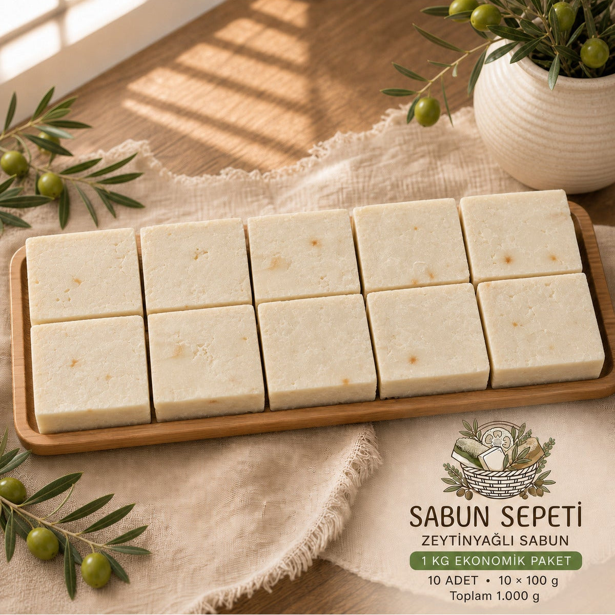 Zeytinyağlı sabunu 1 kg ekonomik paket ambalaj görünümü