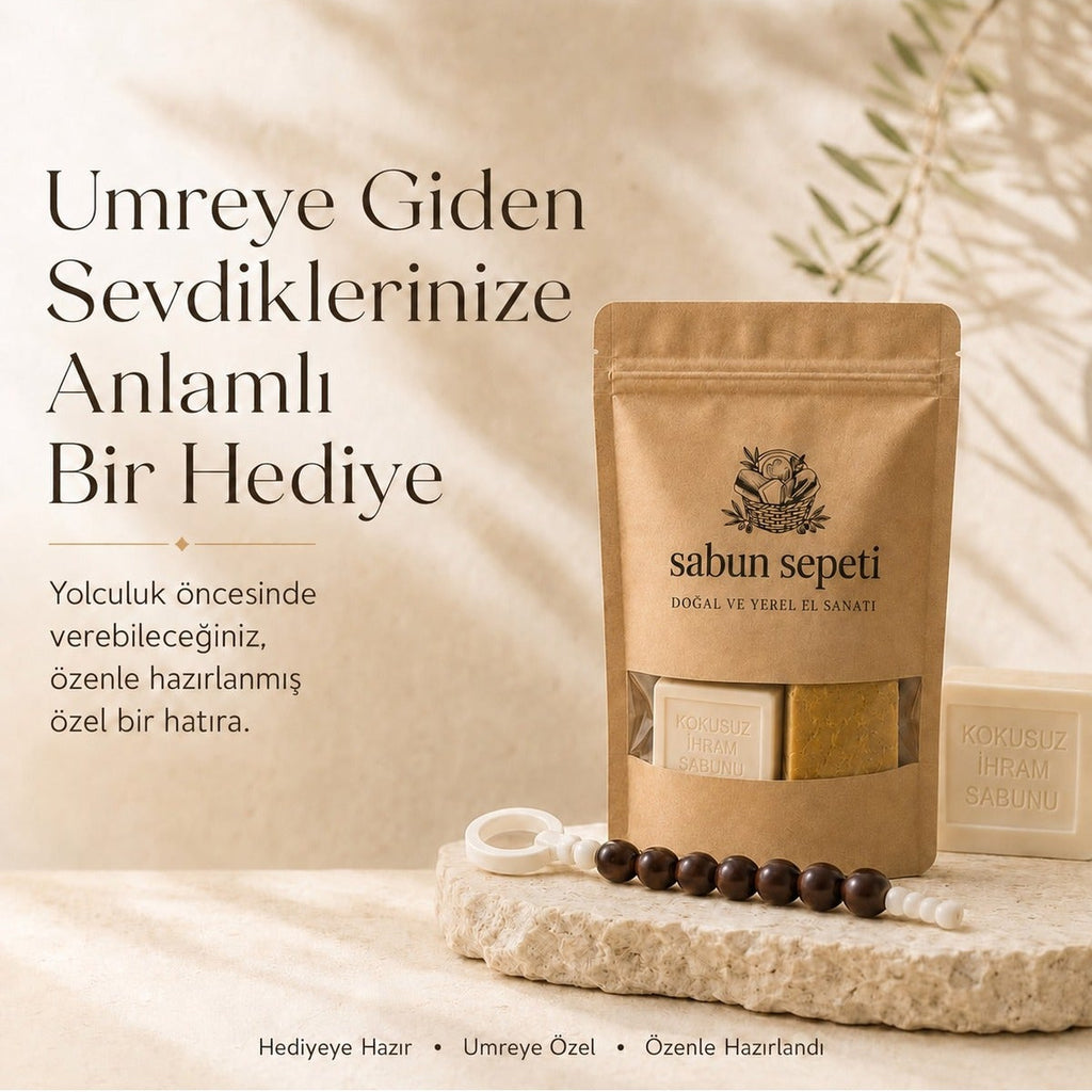 Umre dönüşü hediyesi lavanta sabun seti, ambalaj detayı