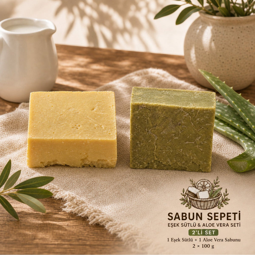 Eşek Sütlü ve Aloe Vera sabun seti, ambalajlı sunum